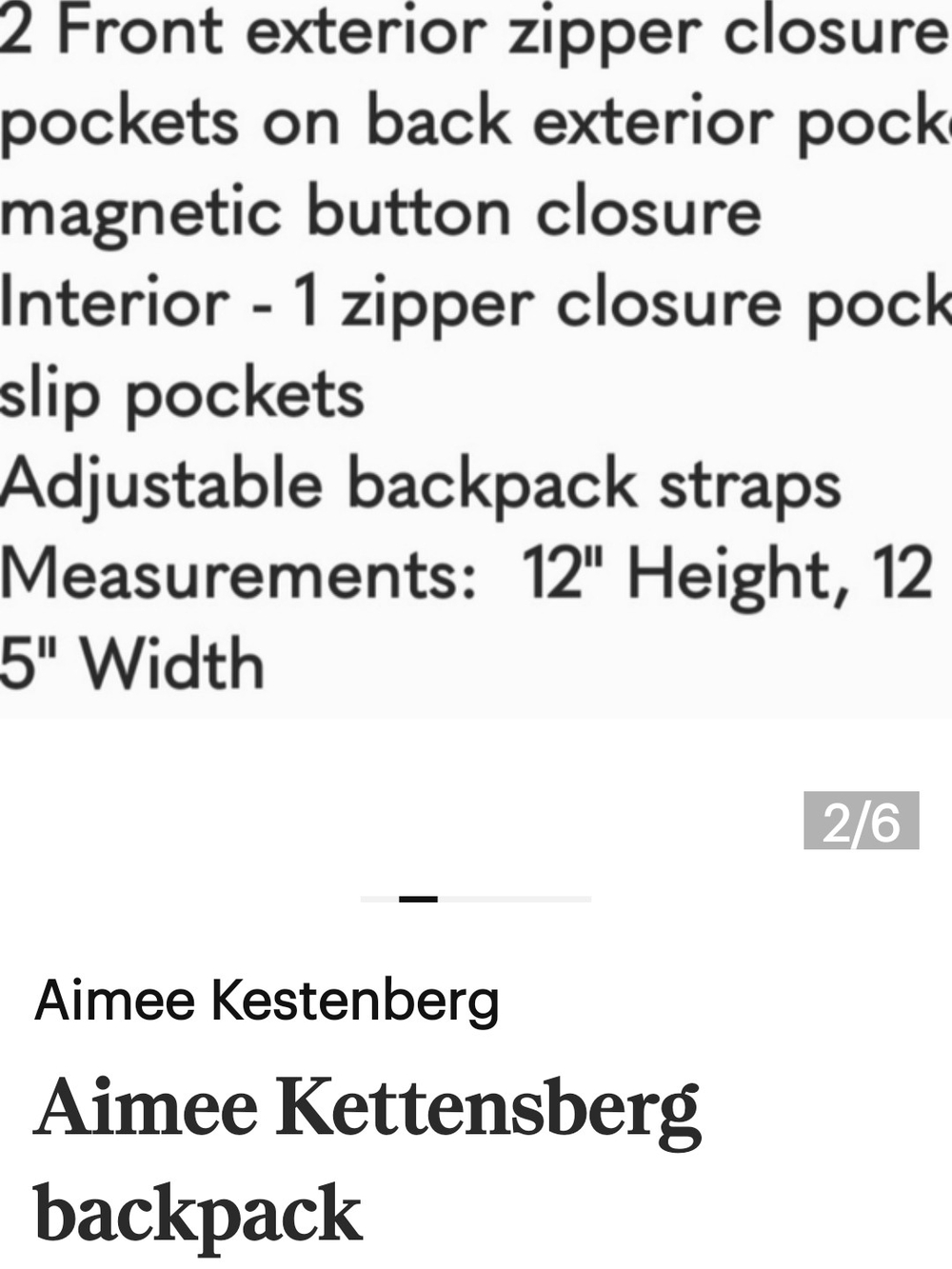 Aimee Kestenberg Black Pebbled Leather Backpack with Front Zips - Picture 4 of 4
